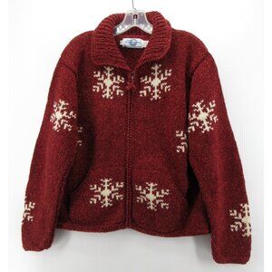 VINTAGE The Sweater Venture XL Wool Blend Cardigan Snowflake Chunky